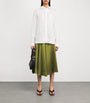 Vince Green Satin Midi Skirt