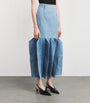 A.W.A.K.E. Mode Blue Denim Panelled Maxi Skirt