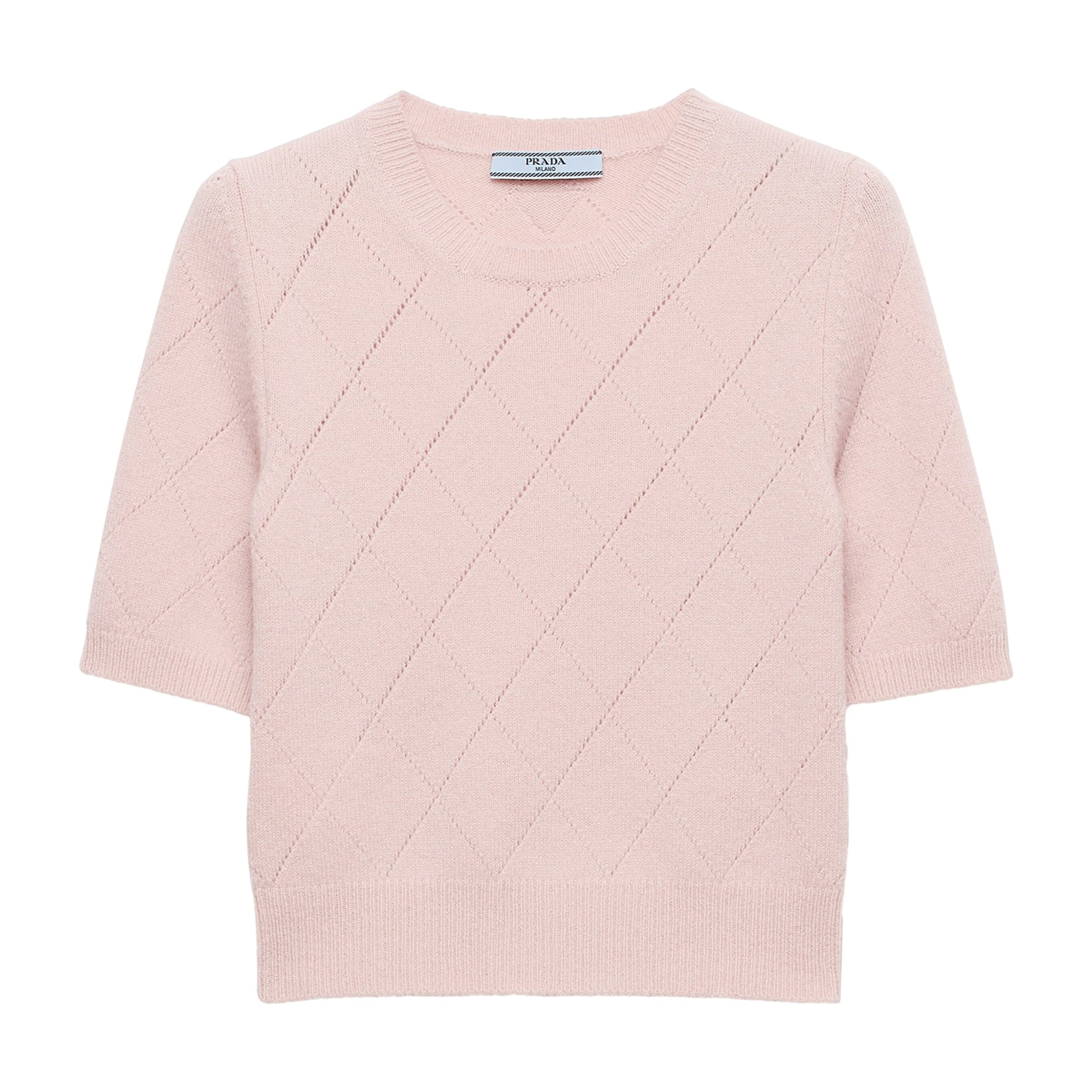 Prada Pink Cashmere Short-Sleeve Sweater