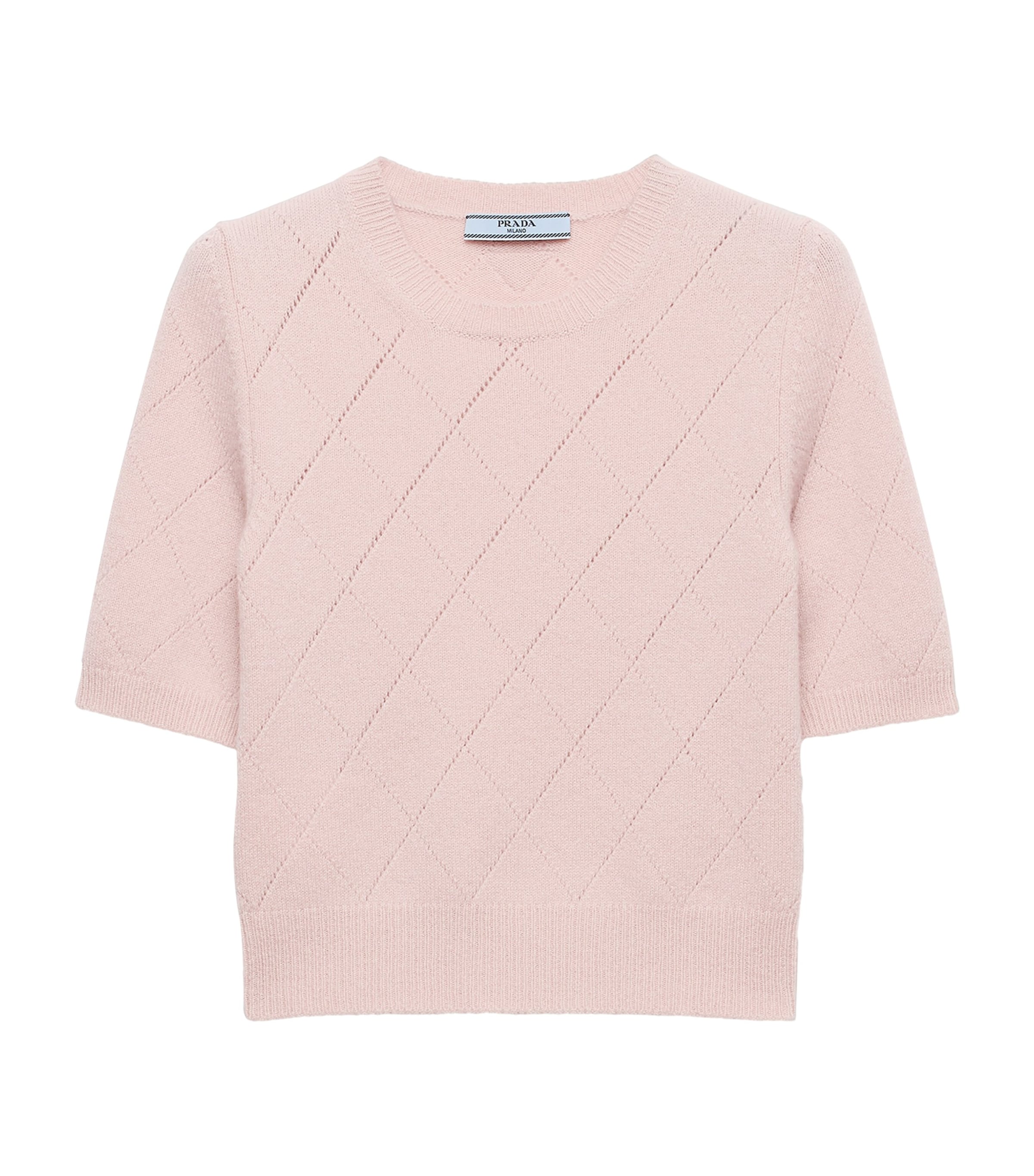 Prada Pink Cashmere Short-Sleeve Sweater