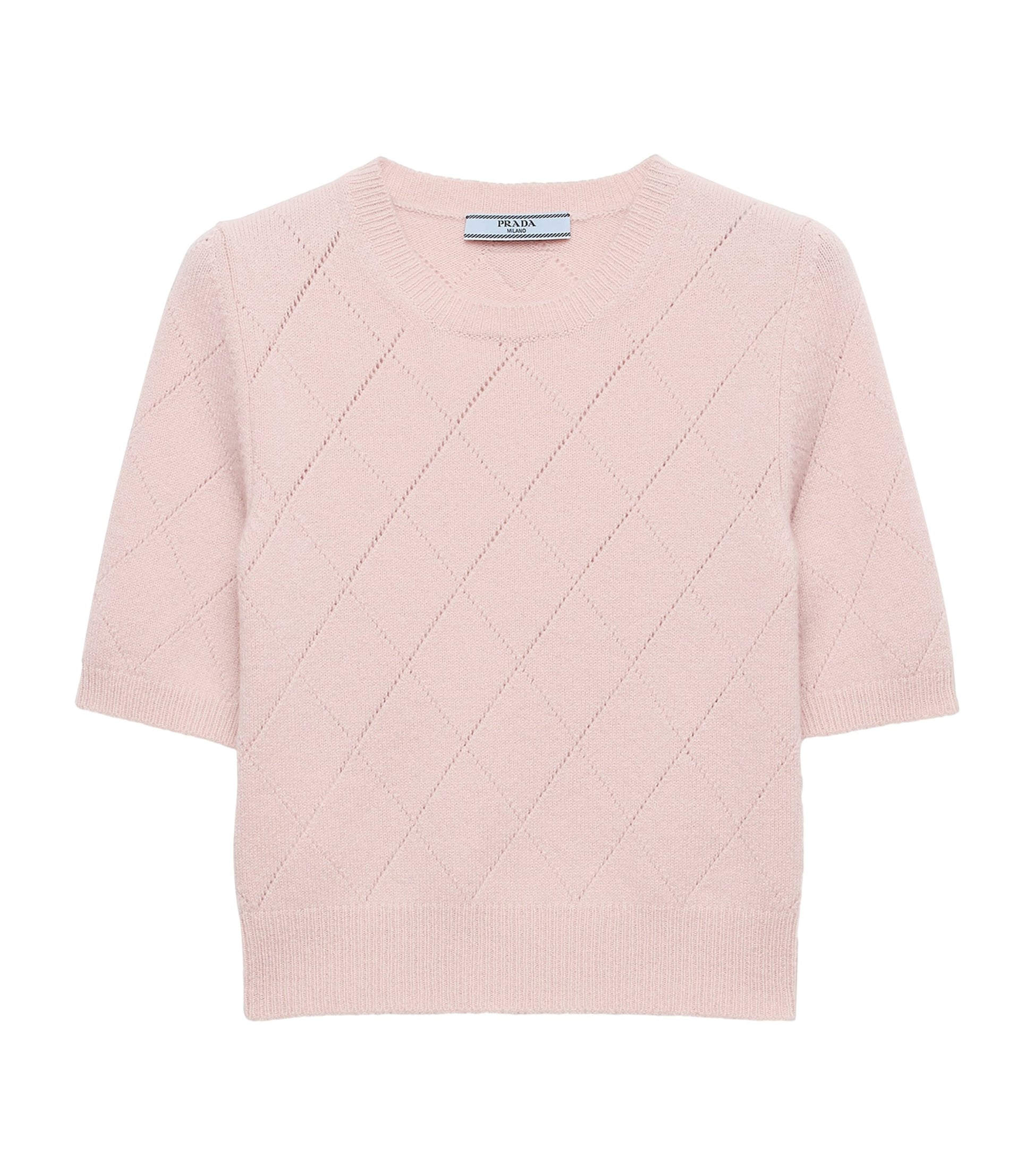 Prada Pink Cashmere Short-Sleeve Sweater