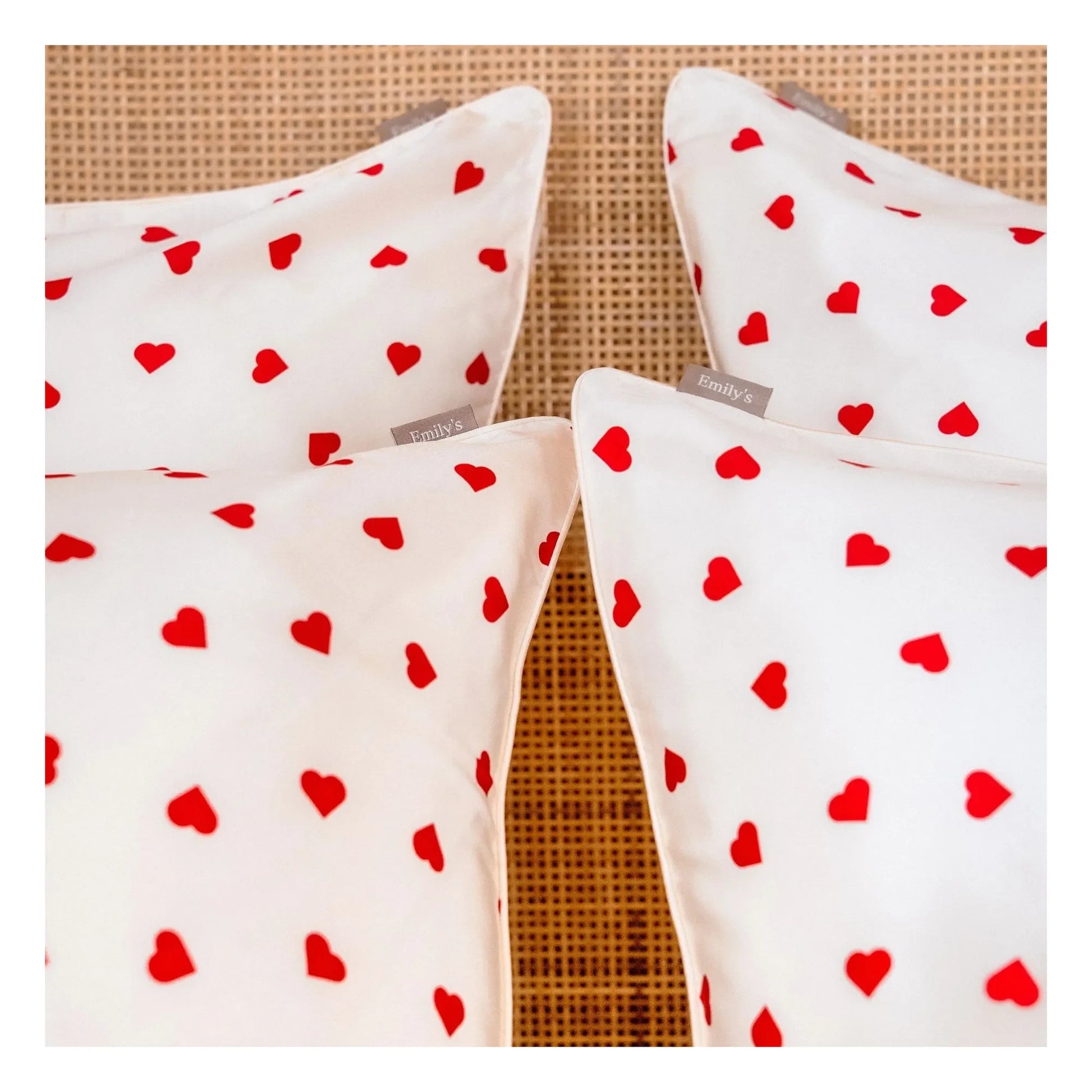 Emily's Pillow - Heart-printed mulberry silk pillowcase  | Cream