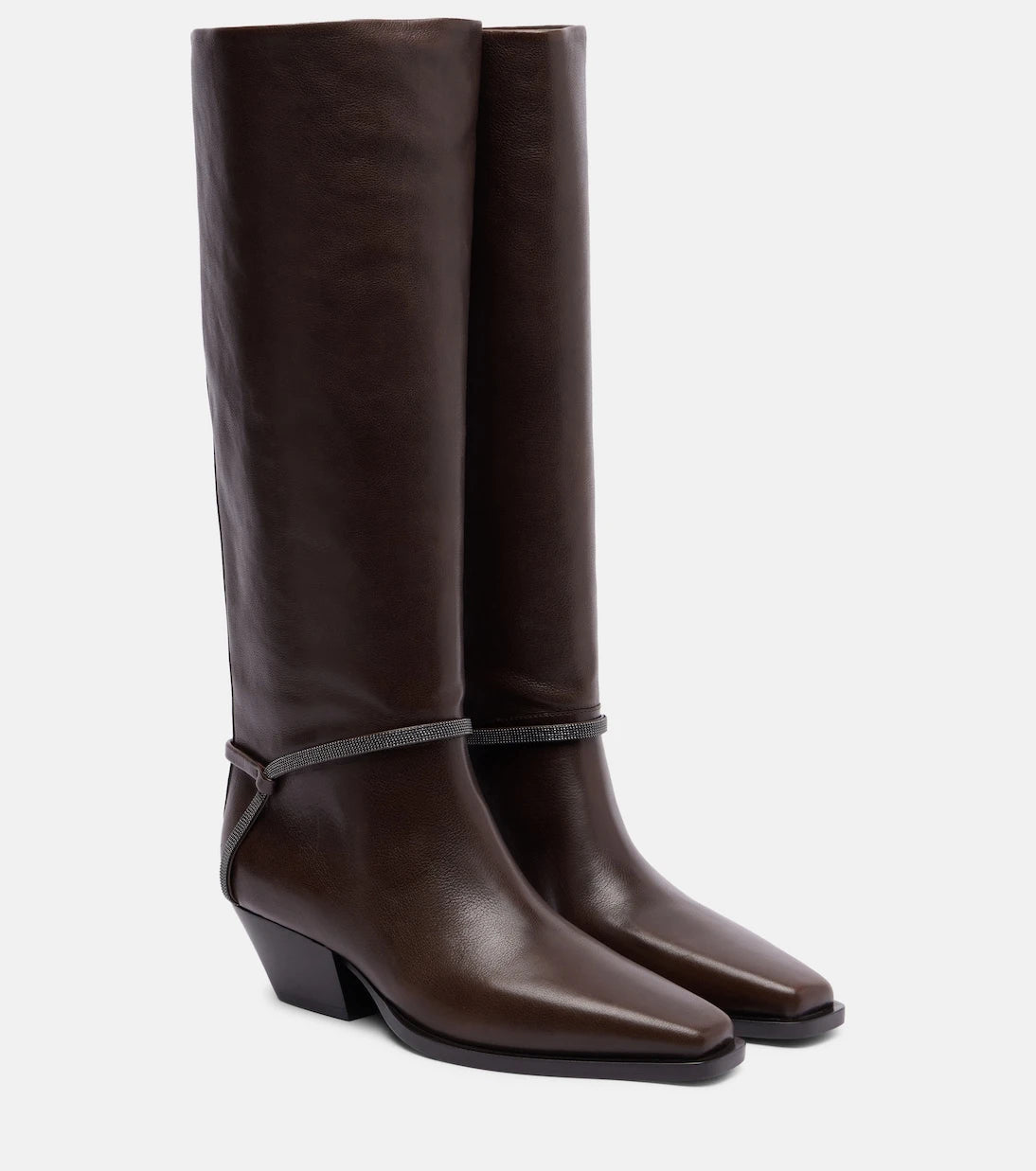 Brunello Cucinelli - Monili leather knee-high boots