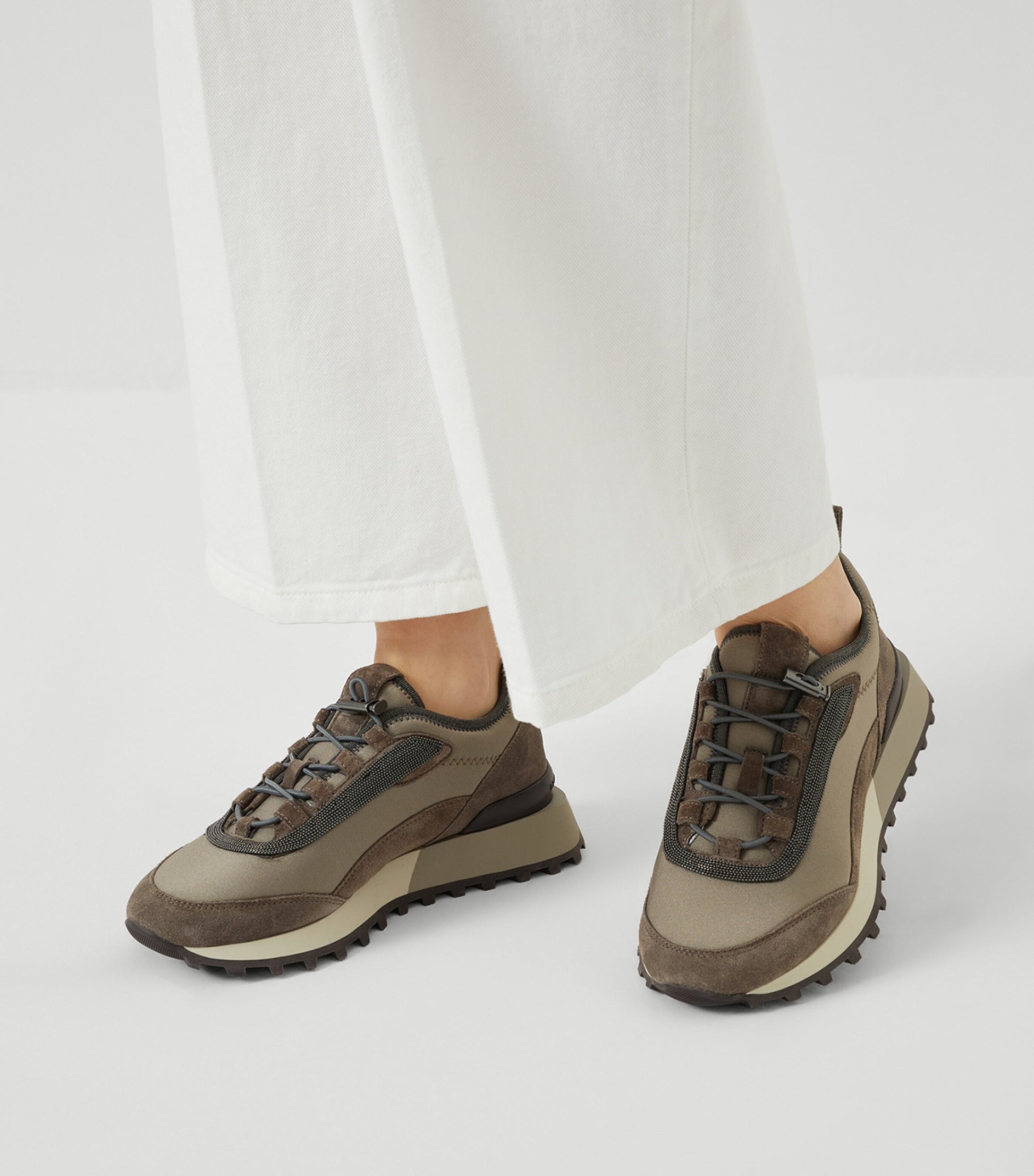 Brown Techno-Suede Runner Sneakers