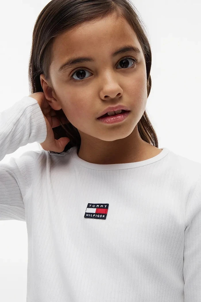 Tommy Hilfiger çocuklar için pamuklu uzun kollu bluz