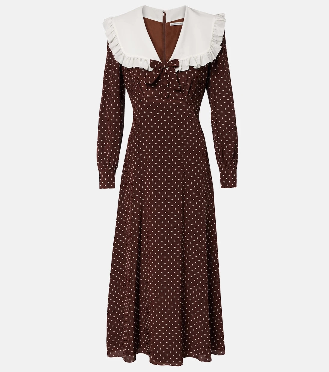 Alessandra Rich - Polka-dot ruffled silk midi dress