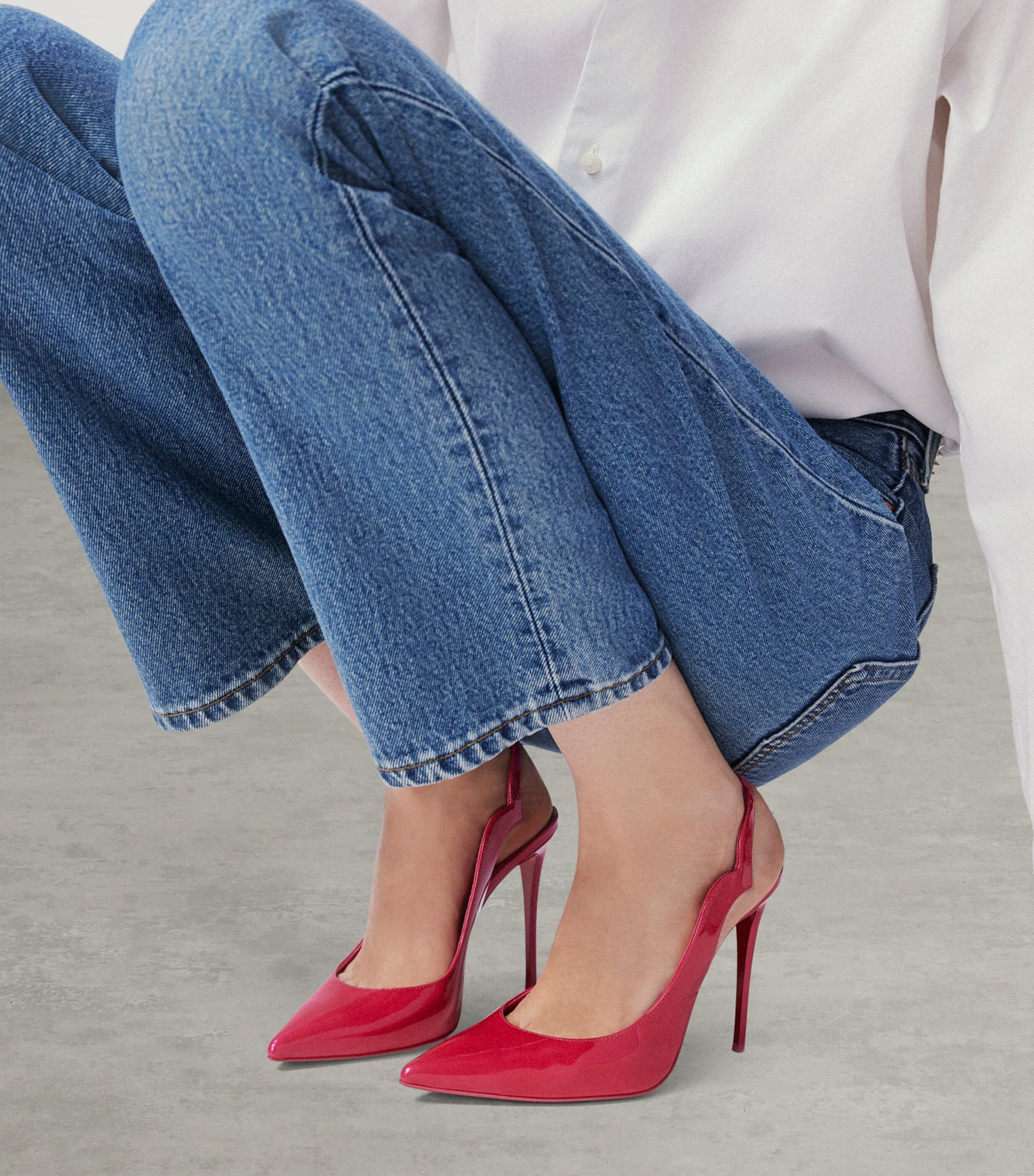 Hot Chick Sling Patent Leather Slingback Pumps 100