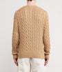 Brown Cotton Cable-Knit Logo Sweater