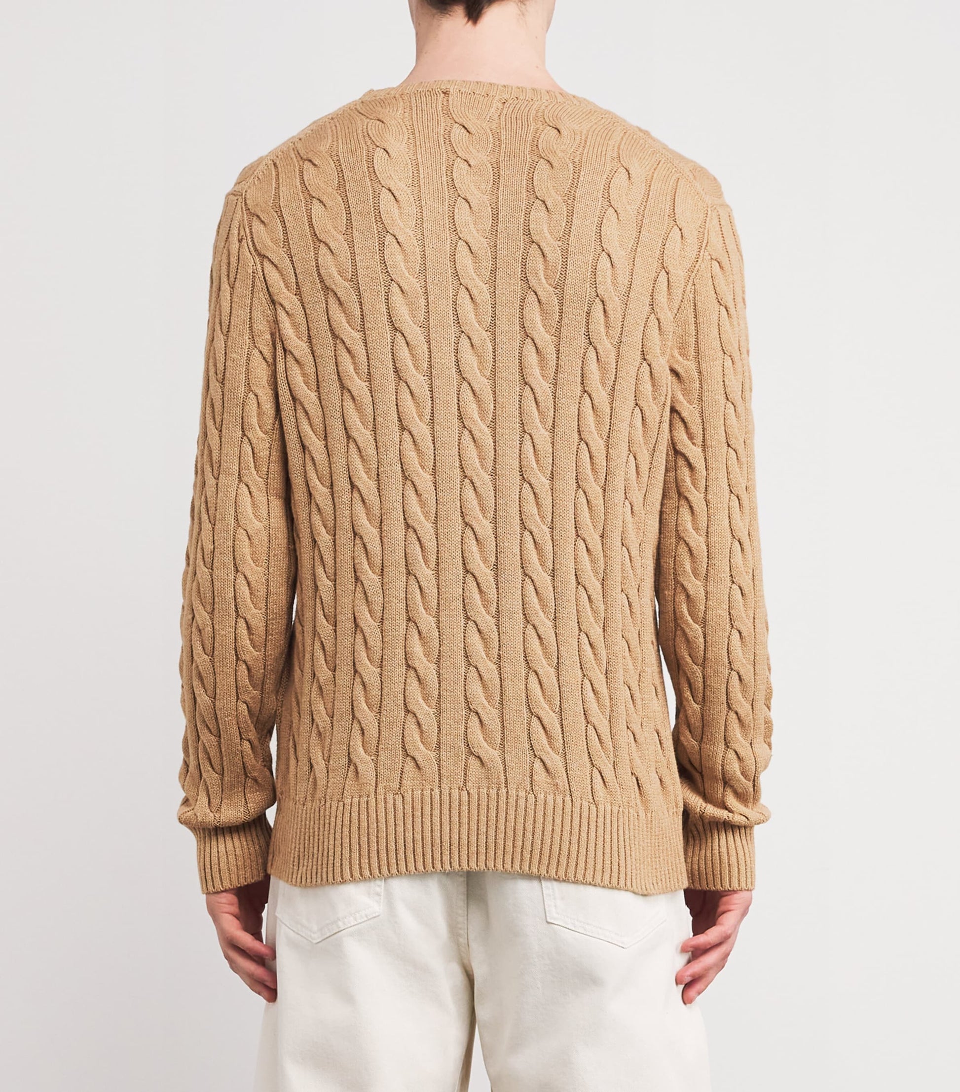 Brown Cotton Cable-Knit Logo Sweater