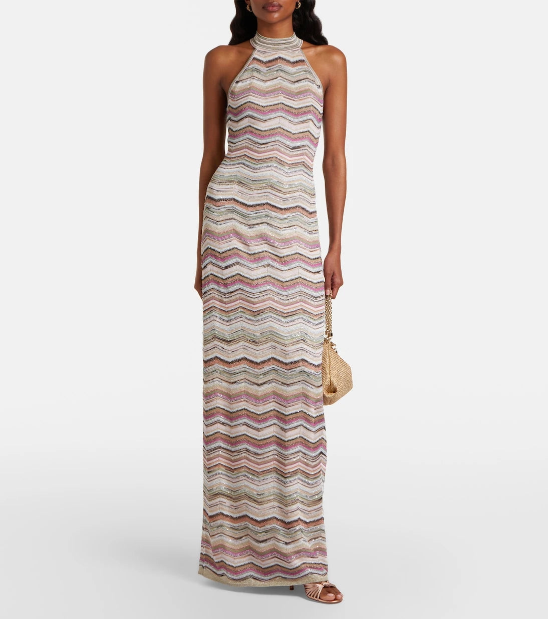 Missoni - Zigzag halterneck sequined lamé maxi dress
