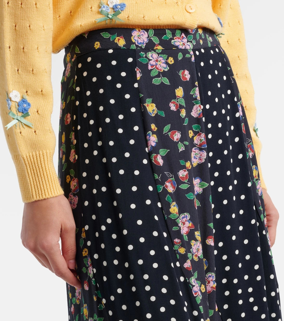 Rixo - Gracella paneled midi skirt