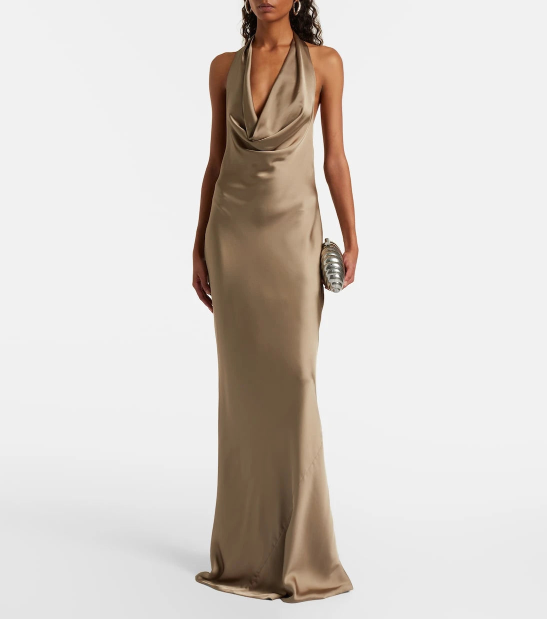 Norma Kamali - Bias draped halterneck satin gown