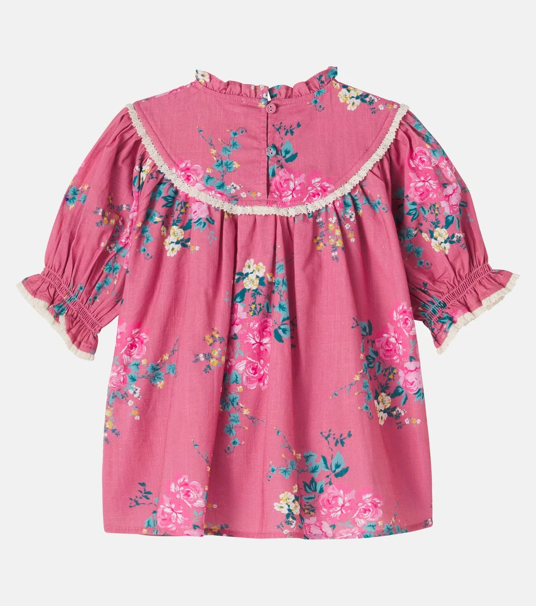 C'era Una Volta - Floral lace-trimmed cotton top