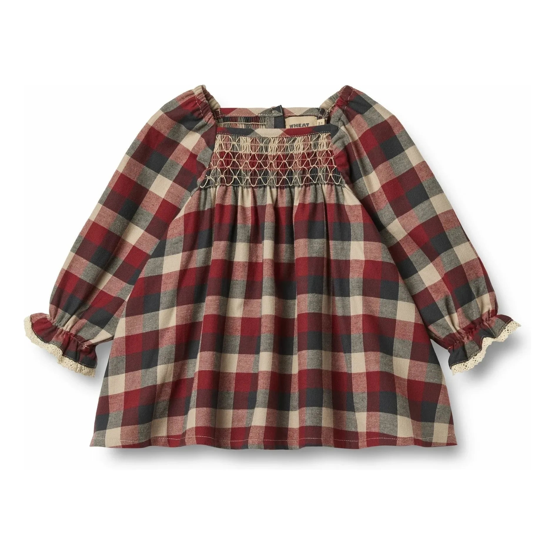 Wheat - Bella Dress Organic cotton check | Red