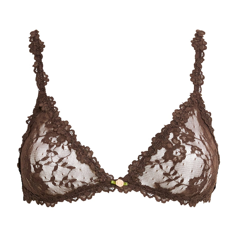 Stretch Lace Triangle Bralette ESPRESSO