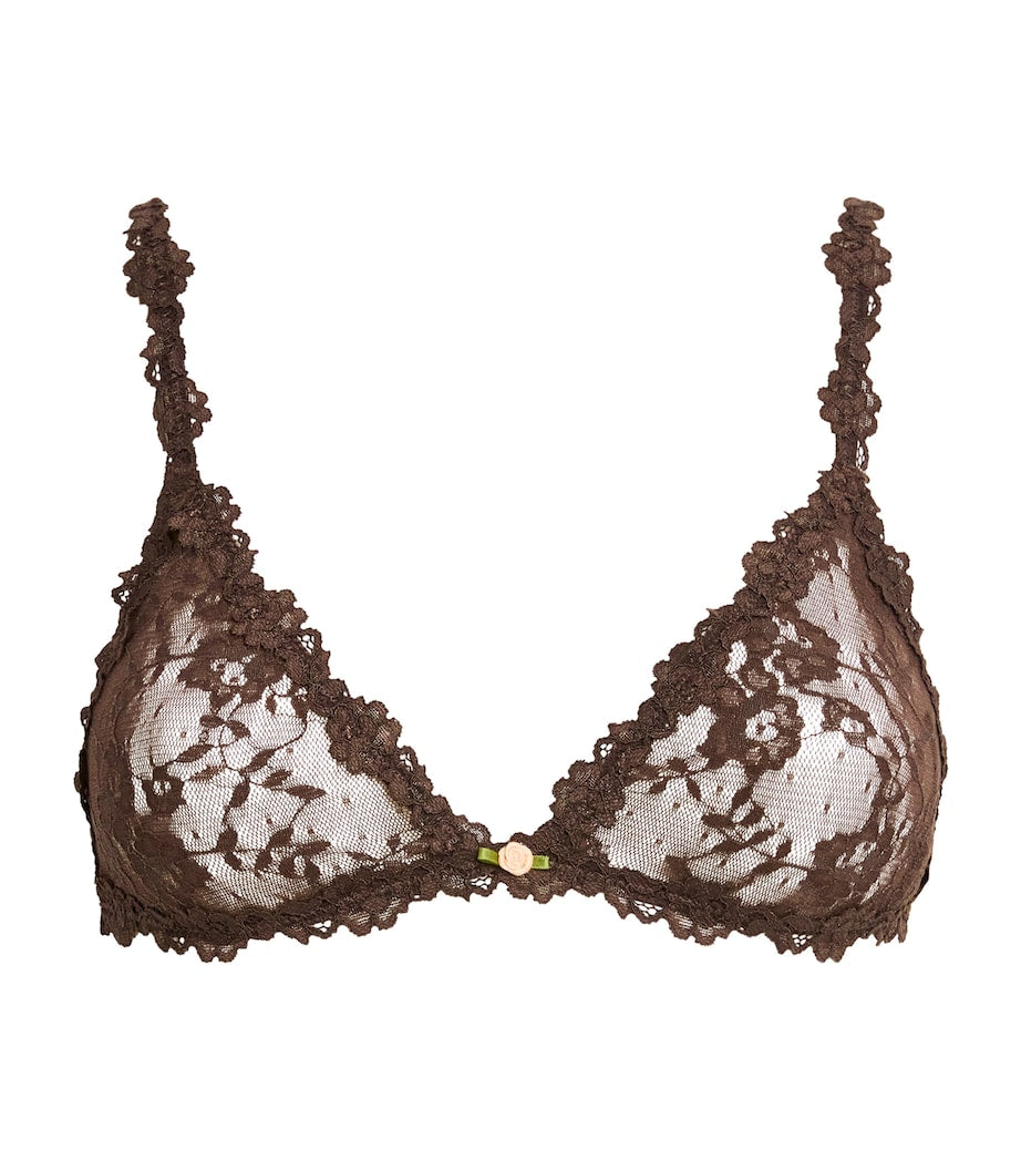 Stretch Lace Triangle Bralette ESPRESSO