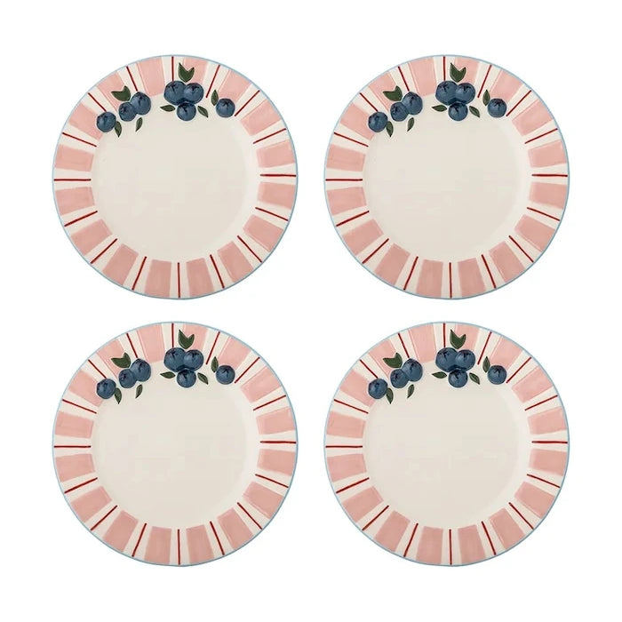 Bloomingville Carry 20,5 cm Desenli Tatlı Tabağı Seti (4 Parça)