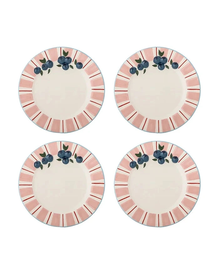 Bloomingville Carry 20,5 cm Desenli Tatlı Tabağı Seti (4 Parça)