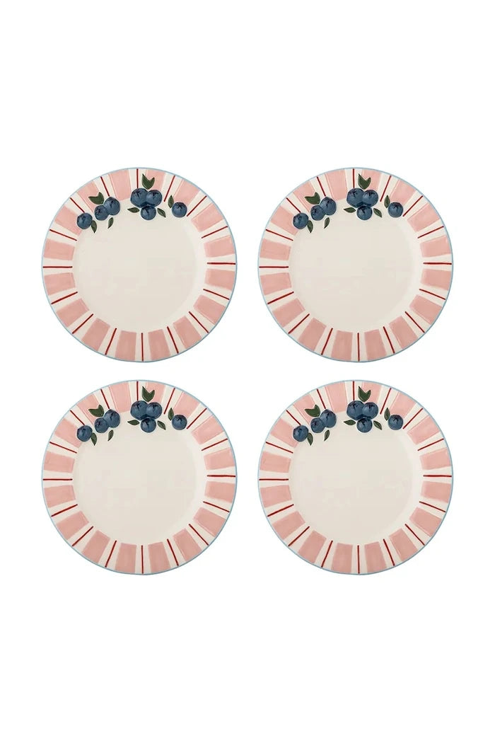 Bloomingville Carry 20,5 cm Desenli Tatlı Tabağı Seti (4 Parça)