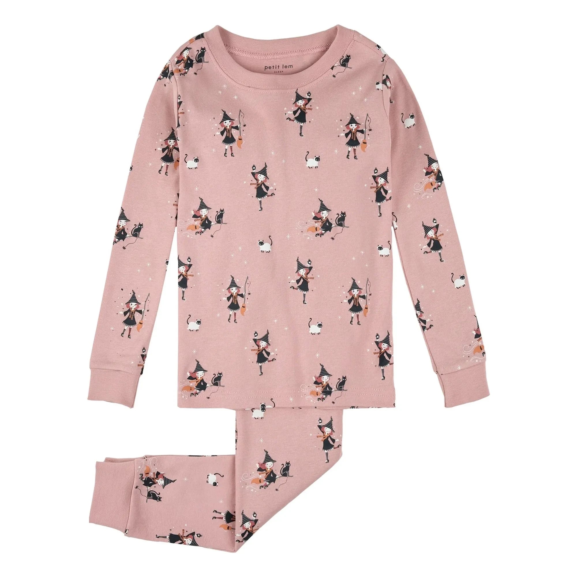 Petit Lem - Phosphorescent Witches Organic Cotton Pyjamas | Pink