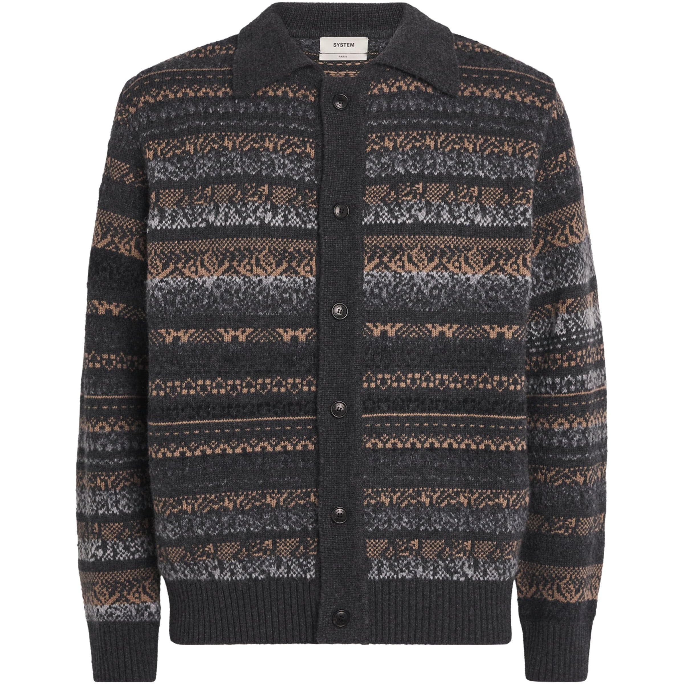System Grey Fair Isle Cardigan