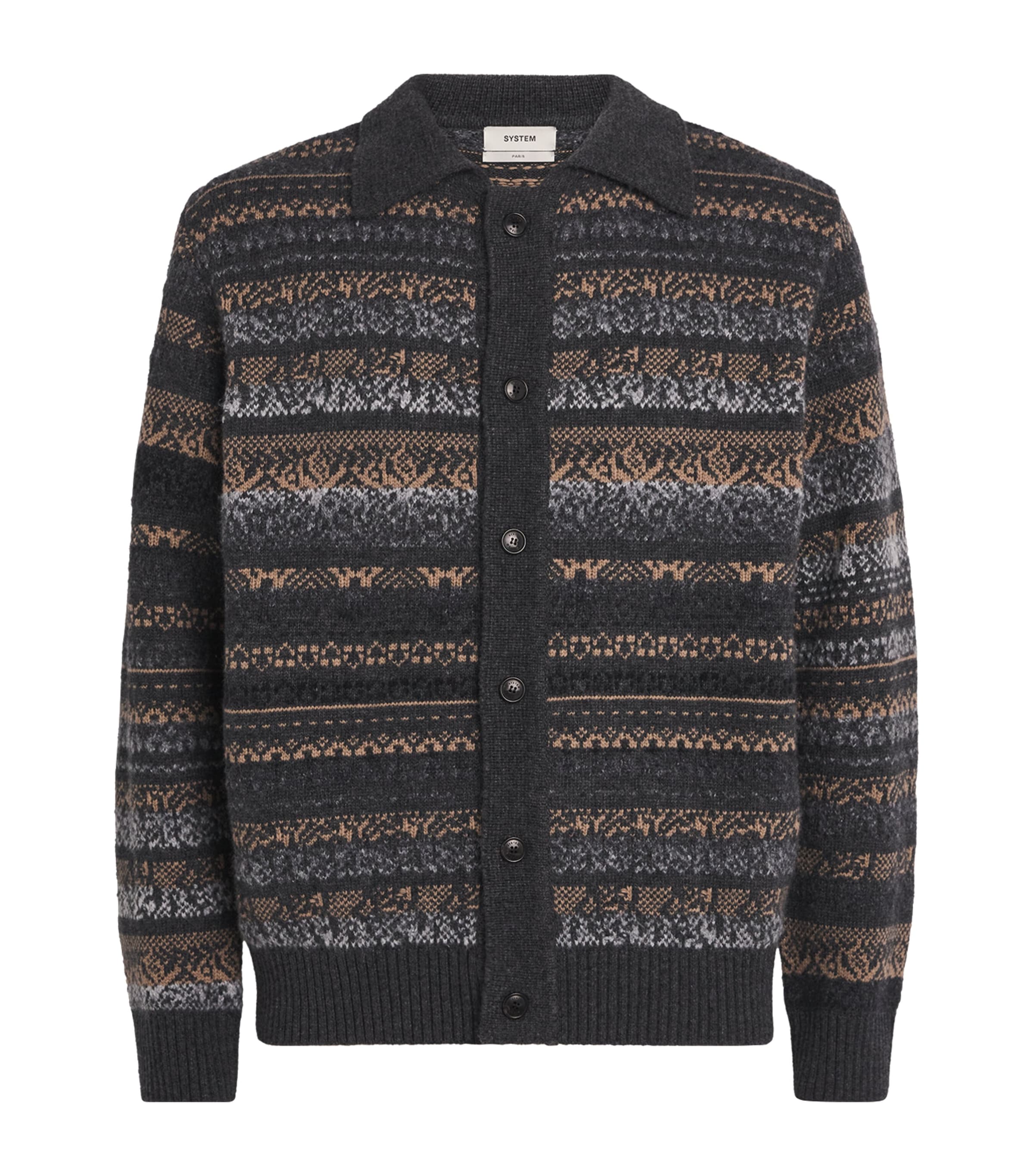 System Grey Fair Isle Cardigan