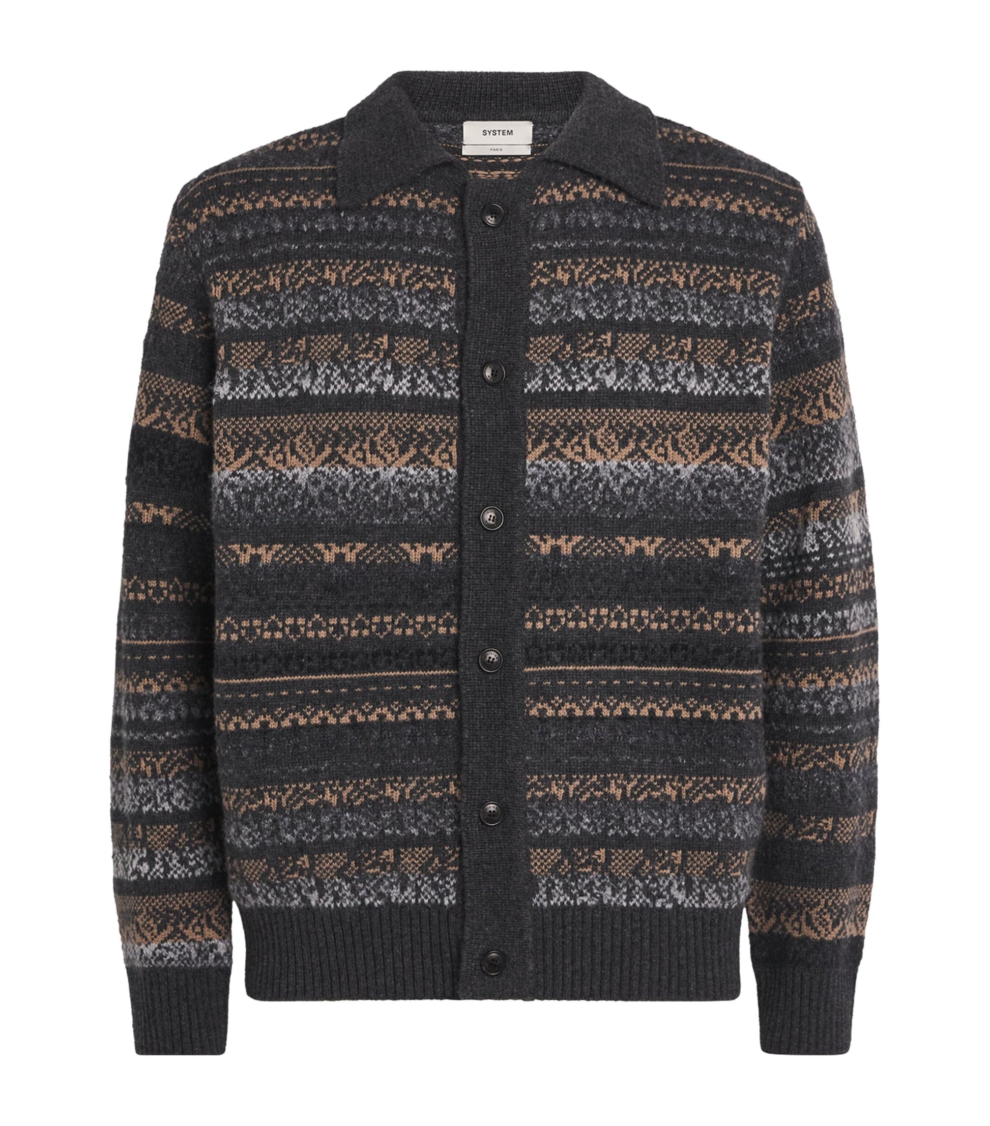 System Grey Fair Isle Cardigan