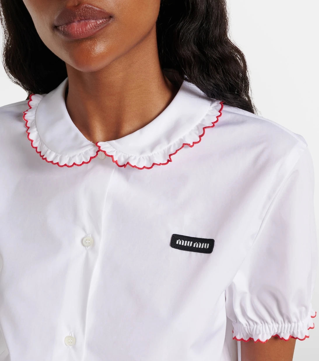 Miu Miu - Scalloped cotton poplin shirt