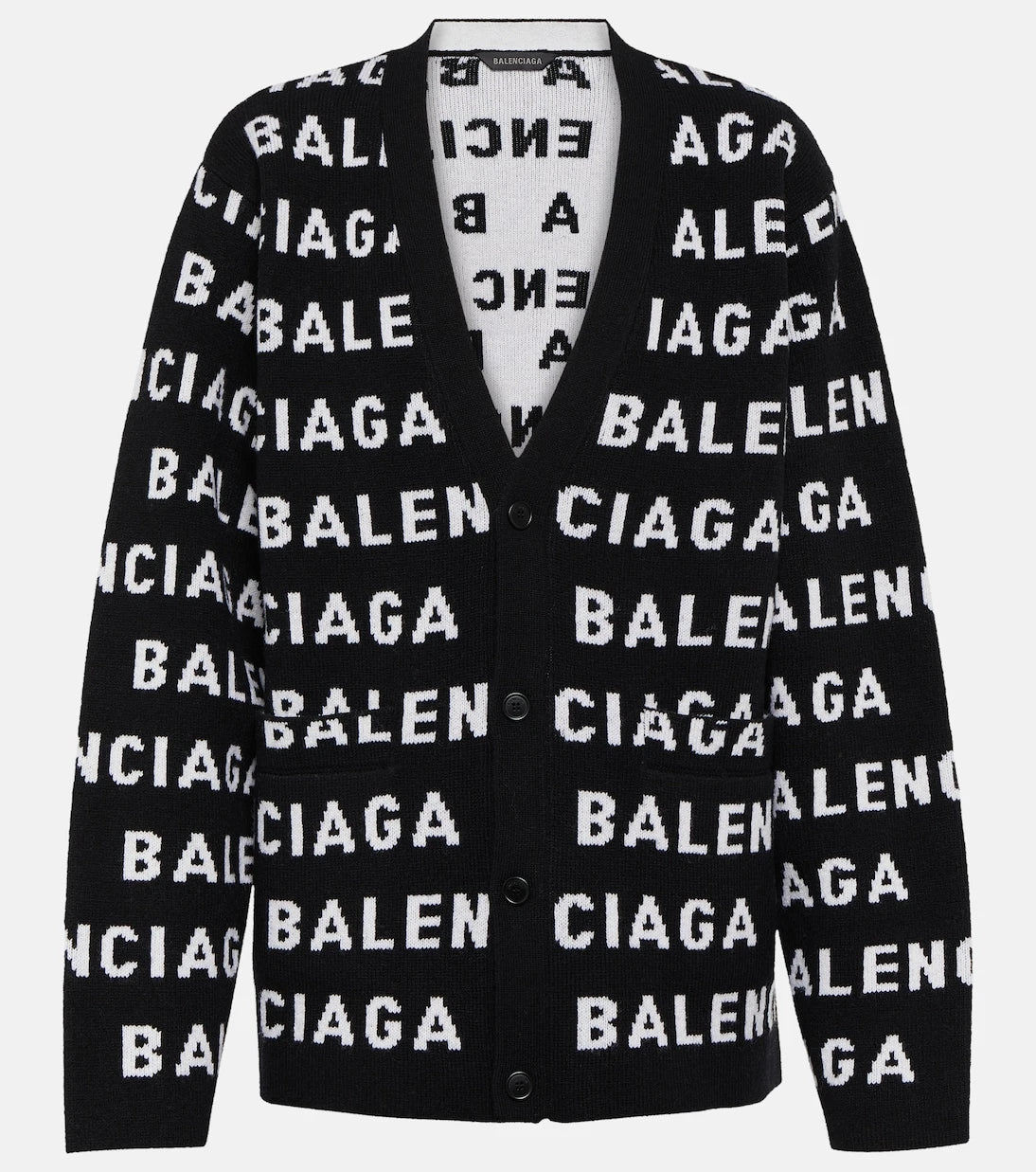 Balenciaga - كارديجان من مزيج الصوف بنقشة شعار الماركة الجاكار