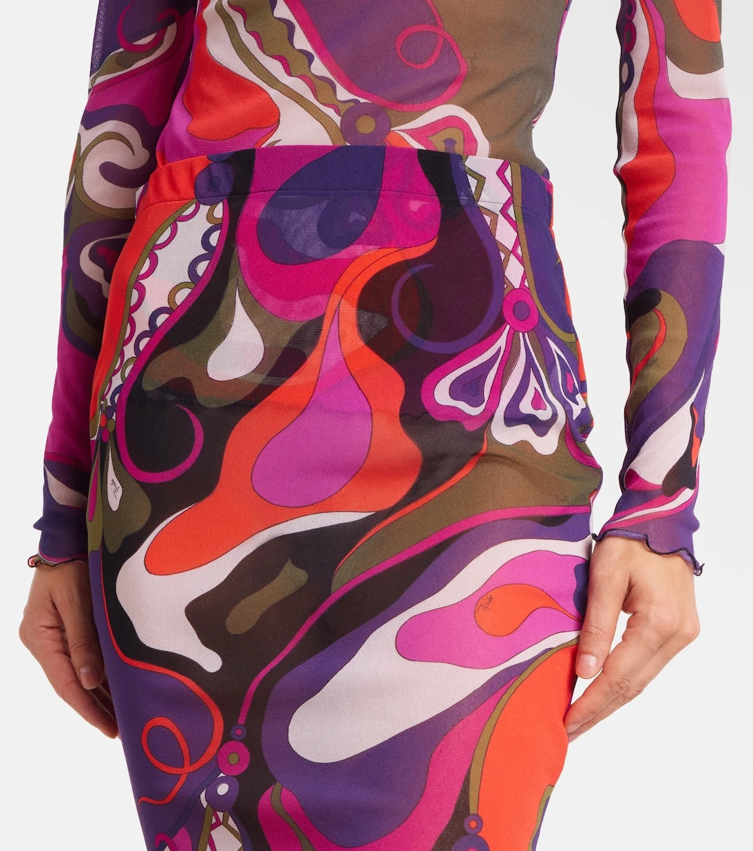 Pucci - Orchidee mesh pencil skirt
