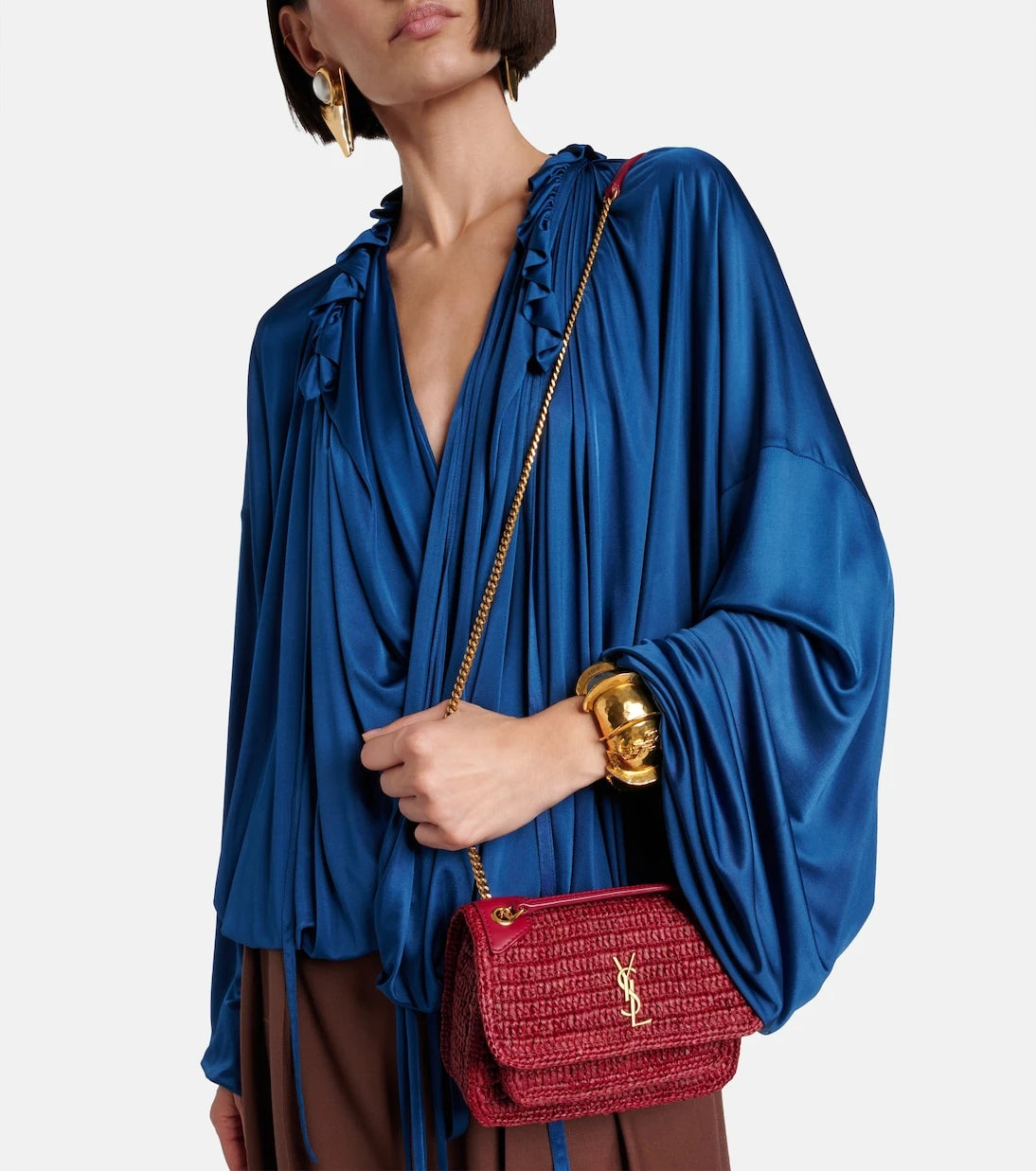 Saint Laurent - Niki Mini rafya omuz çantası