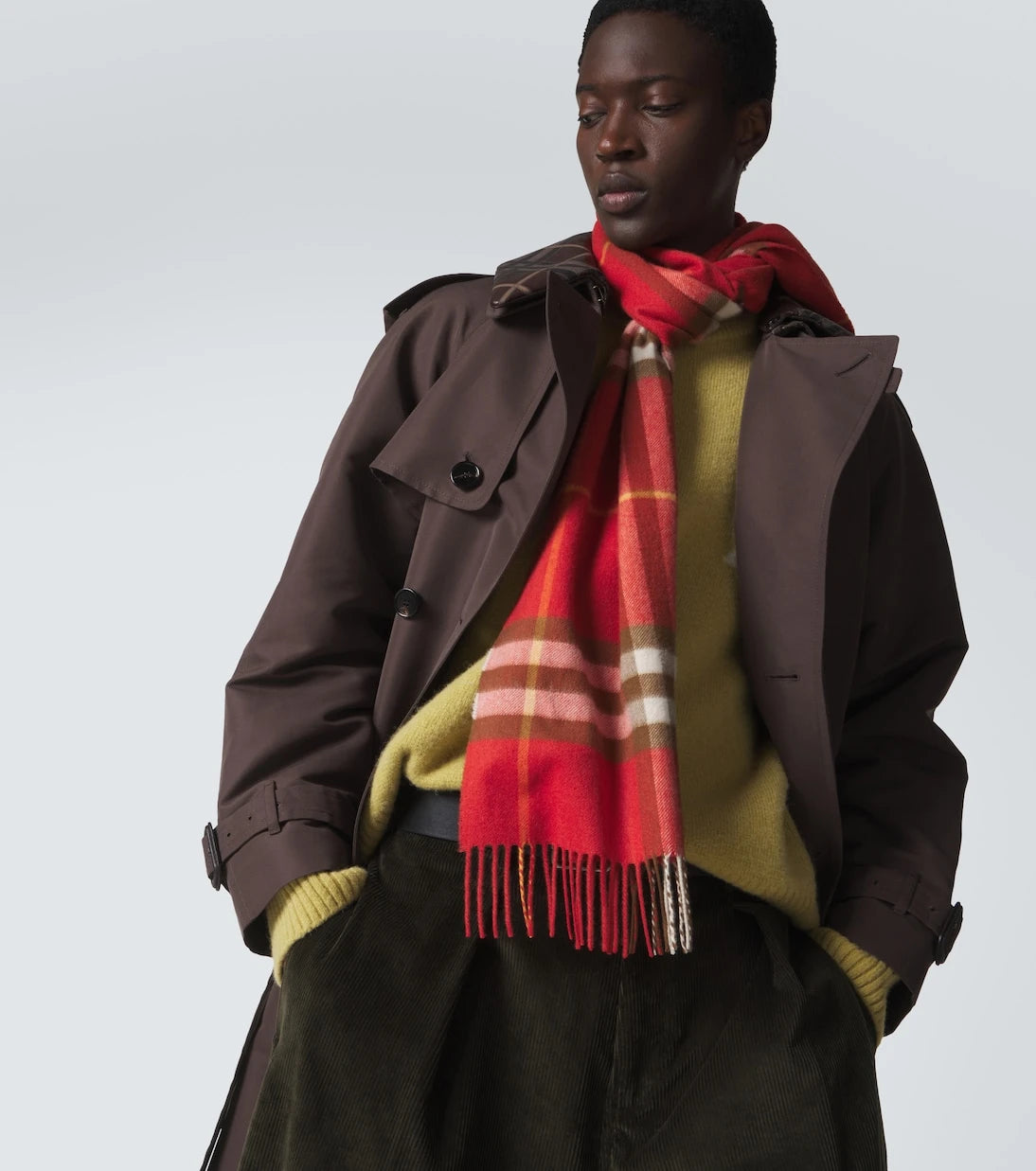 Burberry - Burberry Check fringed cashmere scarf