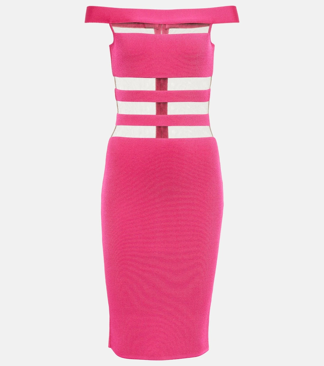 Balmain - Off-shoulder mesh-paneled minidress