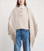 Maje White Wool-Blend Cape-Overlay Coat