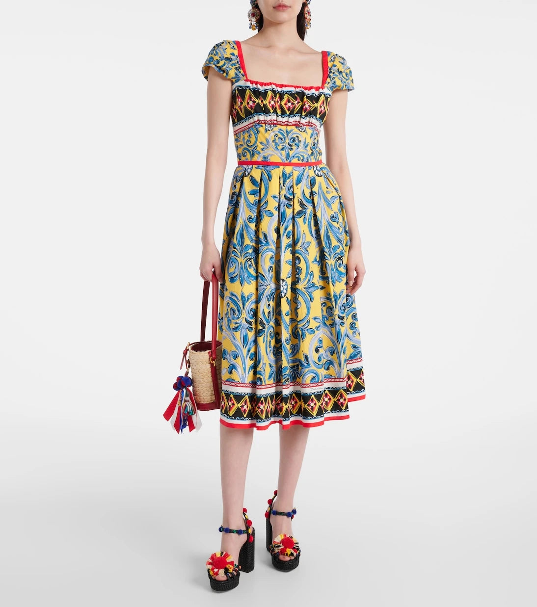 Dolce&Gabbana - Pleated printed midi dress