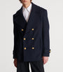 Balmain Merino Wool-Blend Stripe Pea Coat
