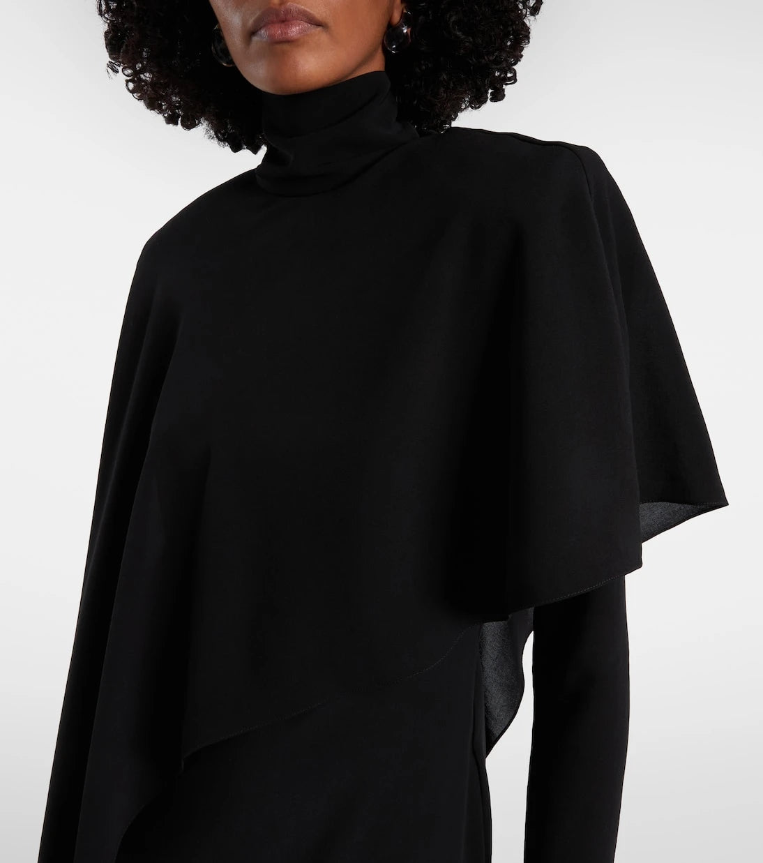 Mugler - فستان ميدي كريب بقصة غير متماثلة ومزين بكاب