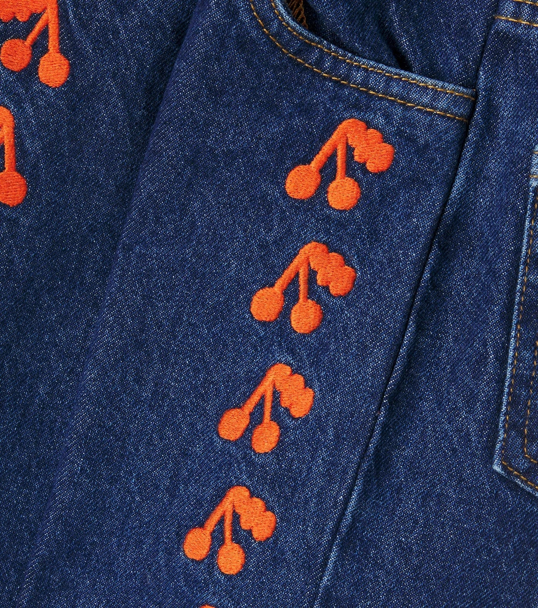 Tinycottons - Cherries embroidered jeans