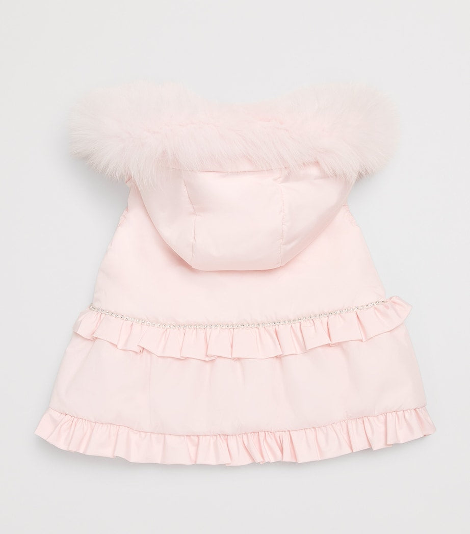 Fox Fur-Trim Crystal Padded Gilet (3-24 Months)