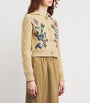 Yellow Wool-Cashmere Embroidered Cardigan