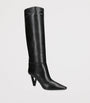 Versace Black Leather V-Heel Knee-High Boots 85
