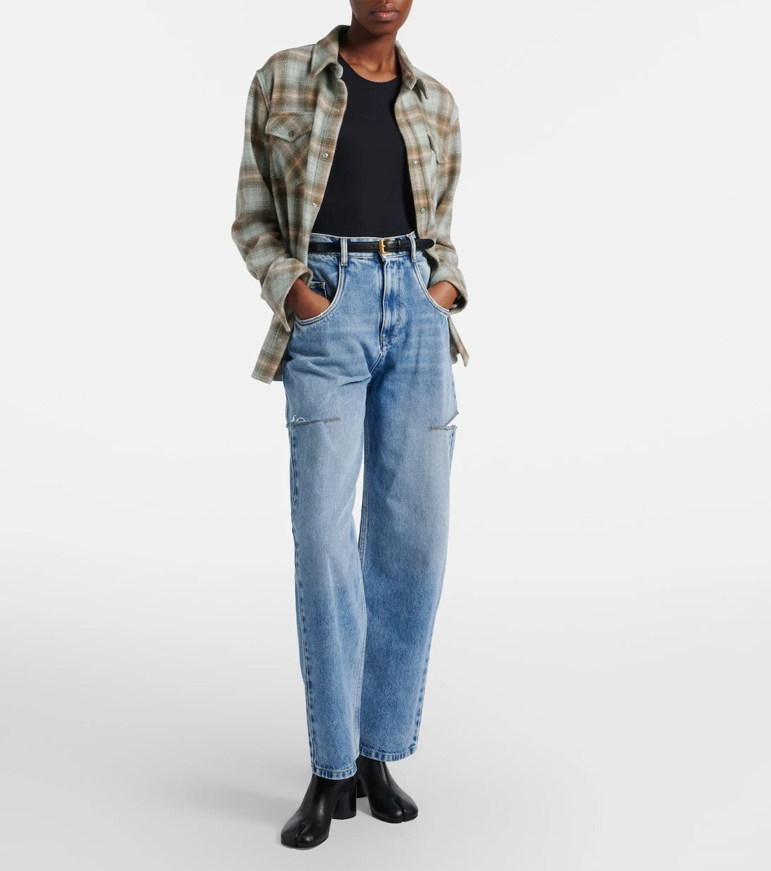 Maison Margiela - Cutout high-rise wide-leg jeans