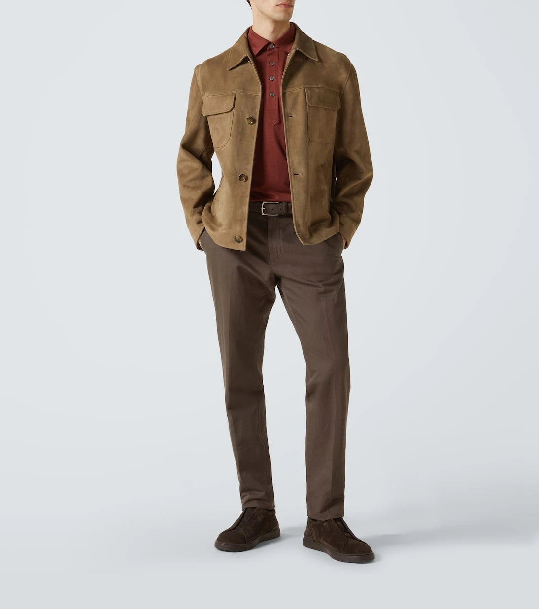 Zegna - بنطال تشينو من القطن والكتان