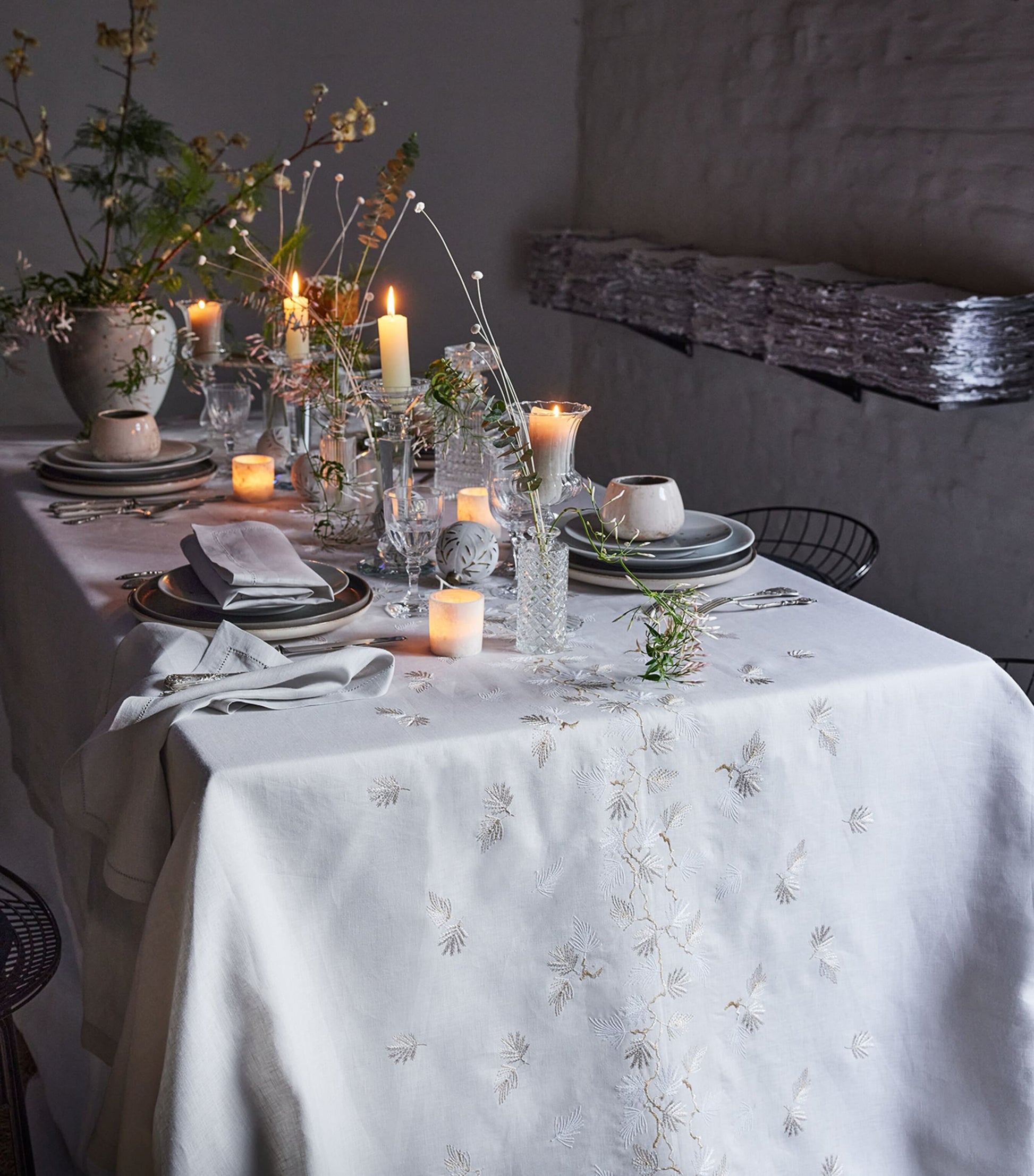 Linen Embroidered Tablecloth (170cm x 320cm)