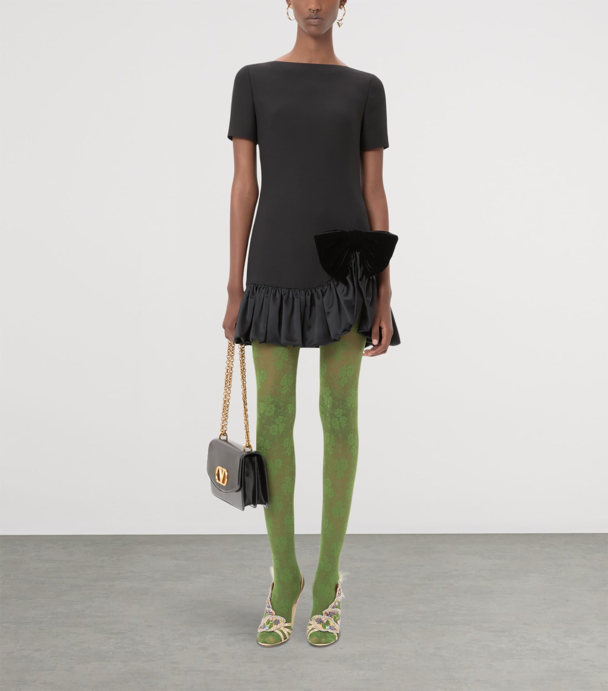 Valentino Black Wool-Silk Mini Dress