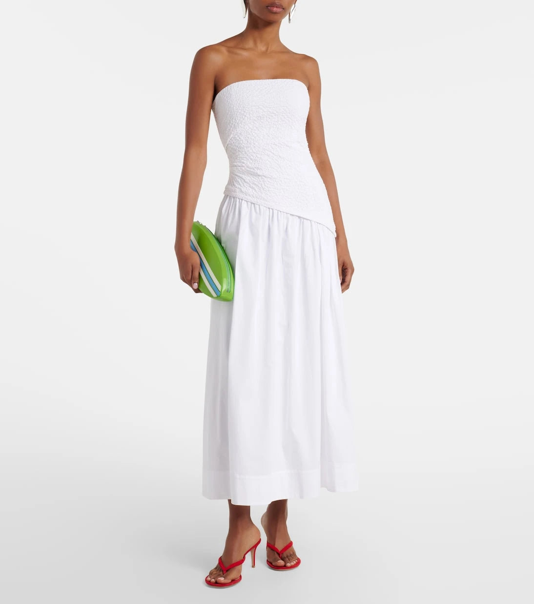 Staud - Surfboard striped leather clutch