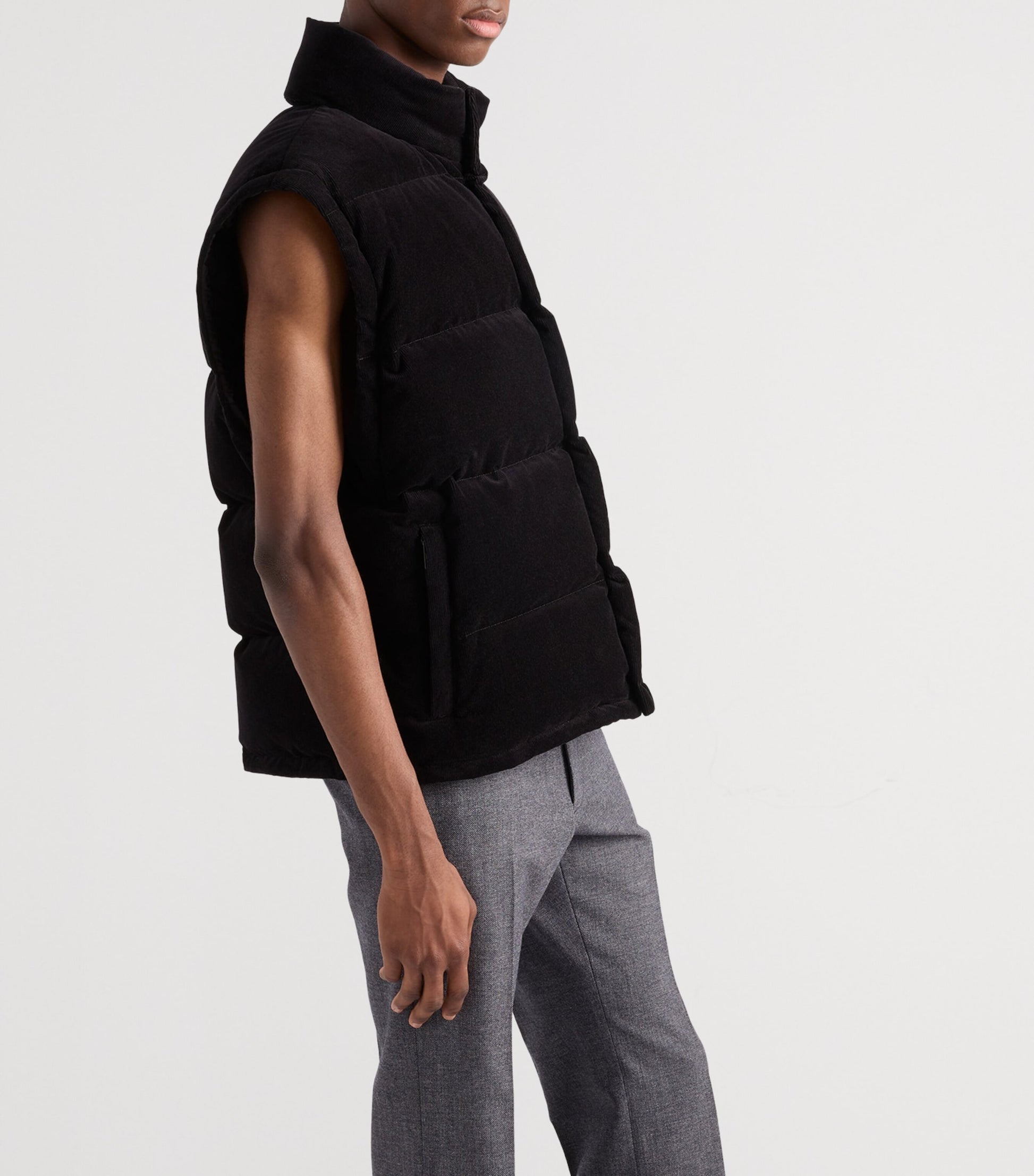 Prada Black Cotton Corduroy Puffer Jacket