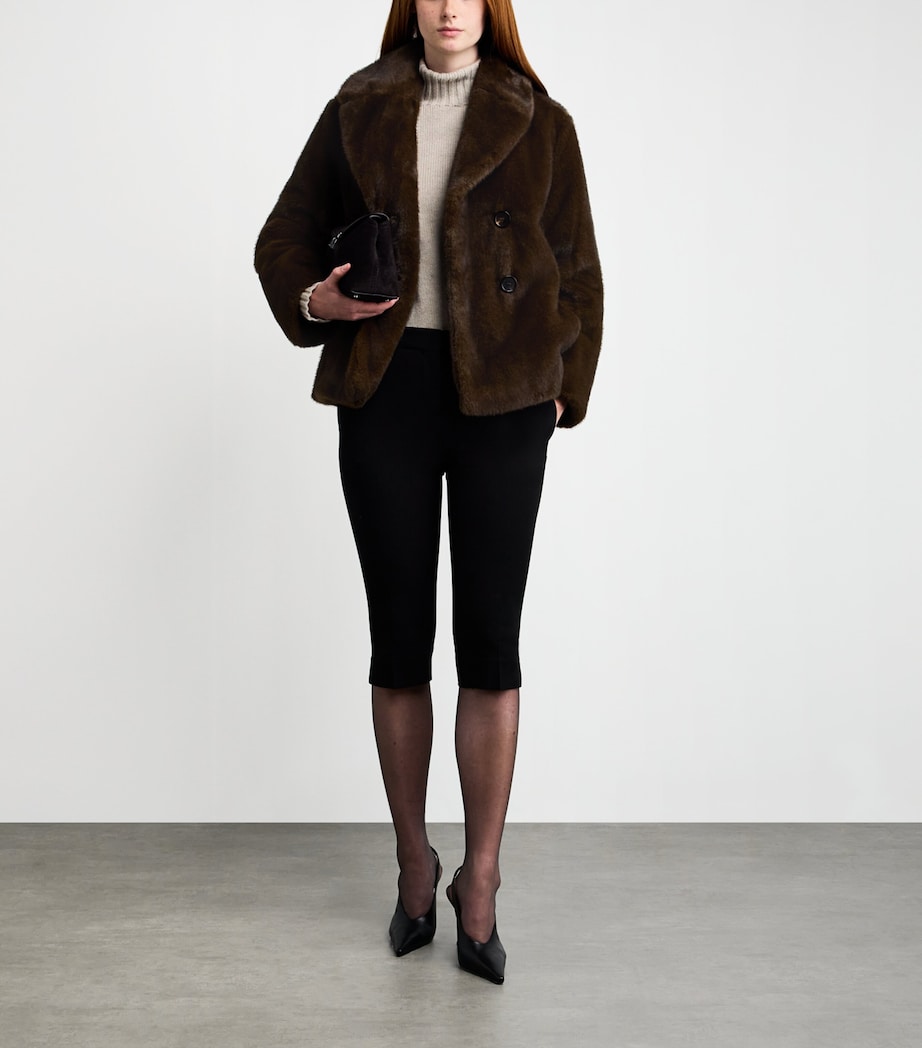 Brown Faux Fur Pea Coat