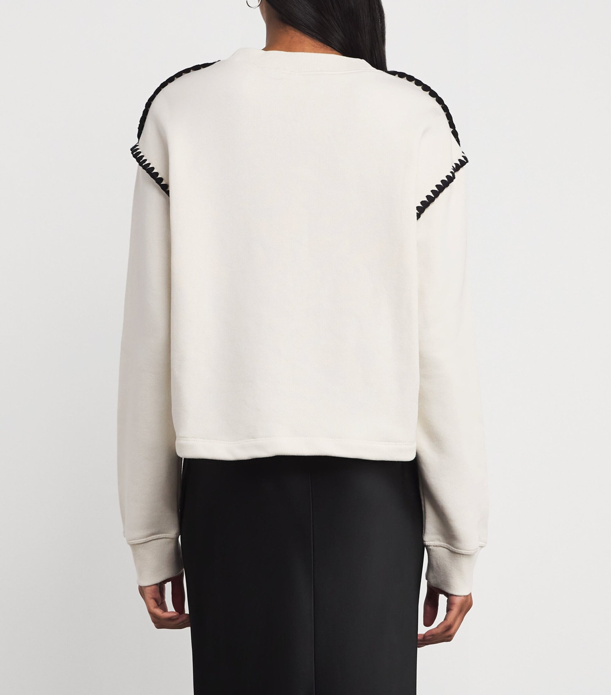 Ivory Vintage Terry Blanket-Stitch Sweatshirt