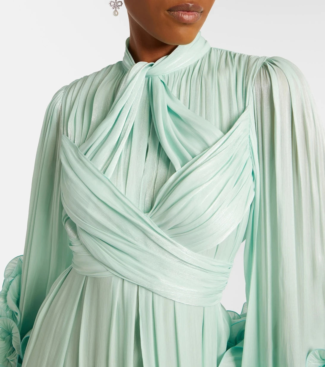 Costarellos - Ruffled georgette gown